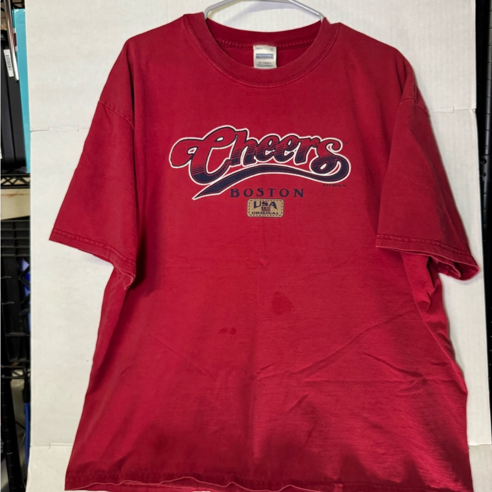Cheers Boston USA Graphic T-Shirt Red Perrin Pro Weight Adult Size XL